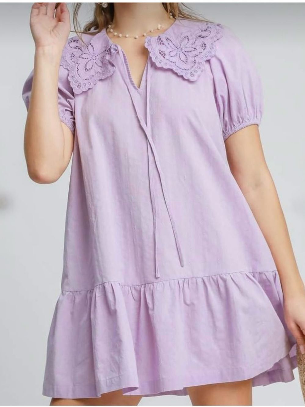 Umgee Lavender Ruffle Tie-Front Mini Dress